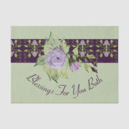 Papel De Seda Verde Claro Com Roxo