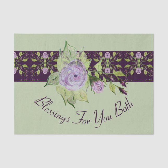 Papel De Seda Verde Claro Com Roxo (Frente )