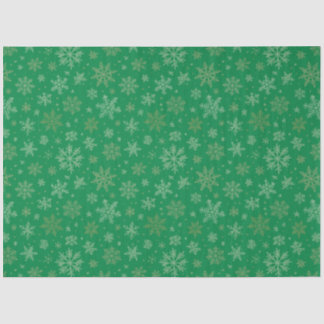 Papel De Seda Verde com flocos de neve Dourados