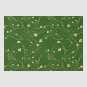 PAPEL DE SEDA VERDE COM LINHAS FINAS DOURADAS E SHAMROCKS IRLAND