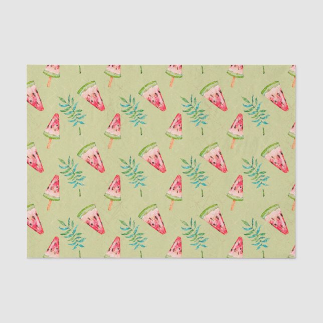 Papel De Seda Verde com Padrão de Melancia (Frente )