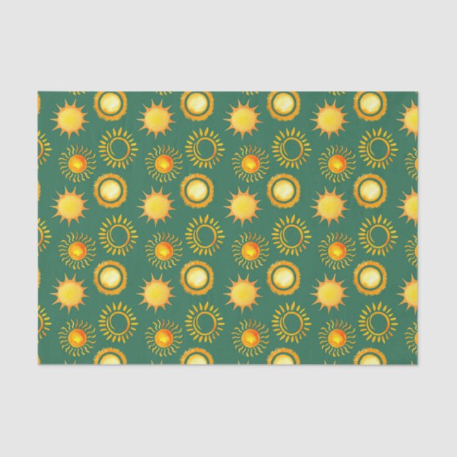 Papel De Seda Verde com Sol Amarelo (Frente )