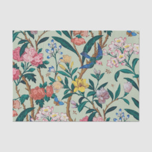 Papel De Seda Verde Cottagecore Vintage Floral Girly Monograma 