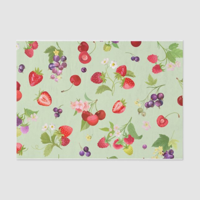 Papel De Seda Verde de Pastel de Fruta mista (Frente )