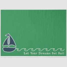 Papel De Seda Verde e Azul-Marinho Série Náutica Design 8