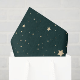 Papel De Seda Verde e Dourado nome da família StarNight no Natal