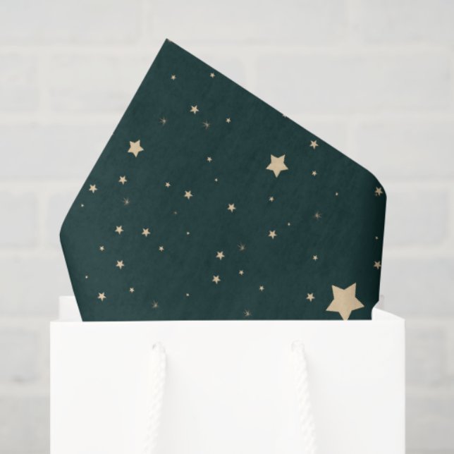 Papel De Seda Verde e Dourado nome da família StarNight no Natal (Sacola de presentes)