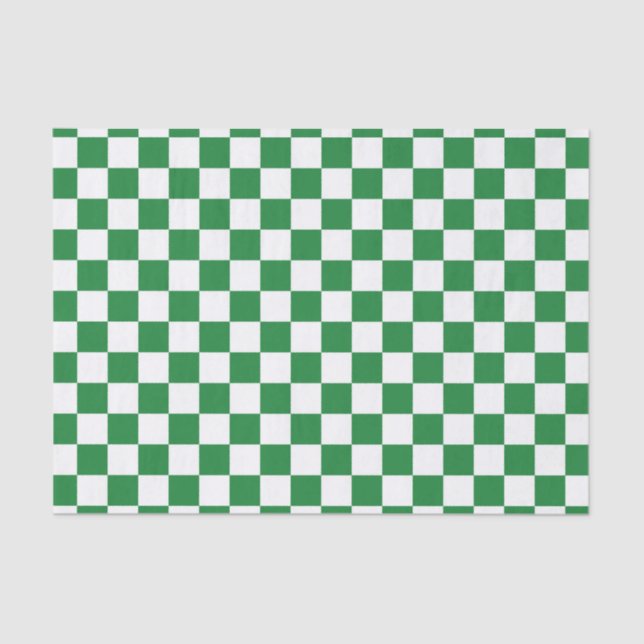 Papel De Seda Verde escuro e branco Checkered (Frente )