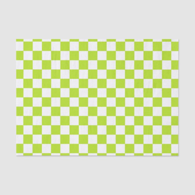 Papel De Seda Verde limão e branco Checkered (Frente )