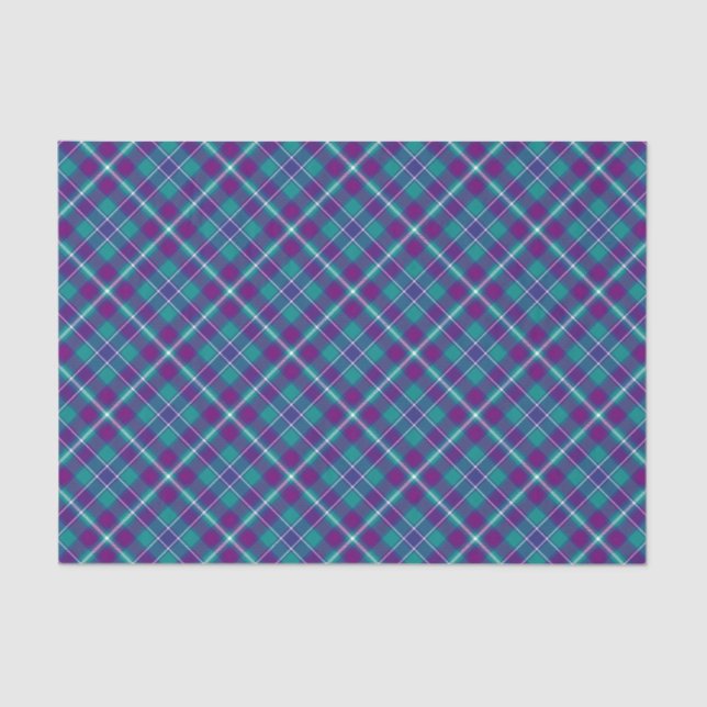 Papel De Seda Verde marinho, Roxo e Tartan Azul (Frente )