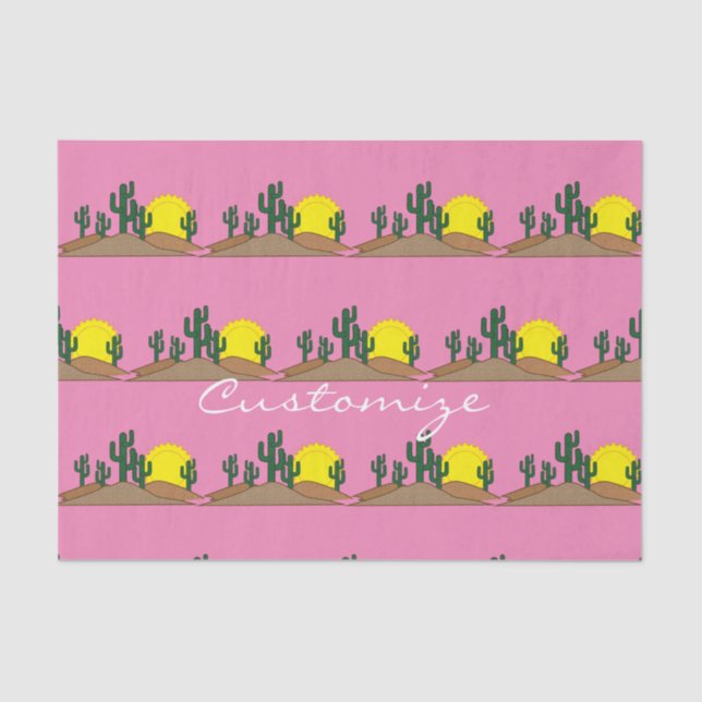 Papel De Seda Verde Saguaro Cactus Desert Sunrise Thunder_Cove (Frente )