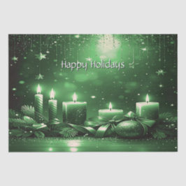 Papel de Seda Verde Velas Natal Feriado