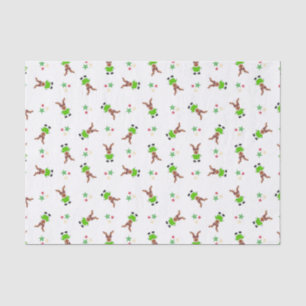 Papel De Seda Verdes Festivos E Douradas Reindeiros De Natal Kas