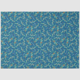 Papel De Seda Verdes Natal com Holly Berries Azul Branco