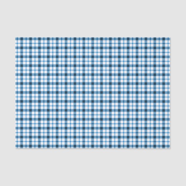Papel De Seda Verificação de Gingham Azul (Frente )