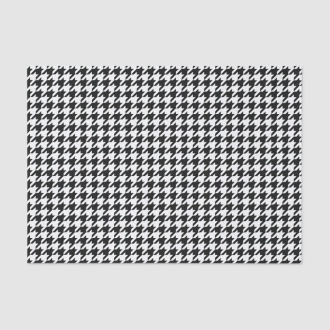 Papel De Seda Verificação de houndstooth Clássico Branco Preto (Frente )