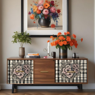 Papel De Seda Verificação de Vintage com Impressão de Decoupage