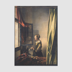 Papel De Seda Vermeer - Rapariga lendo uma carta em uma janela a