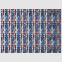 Vermelho Azul Patriótico Vidro Pintado