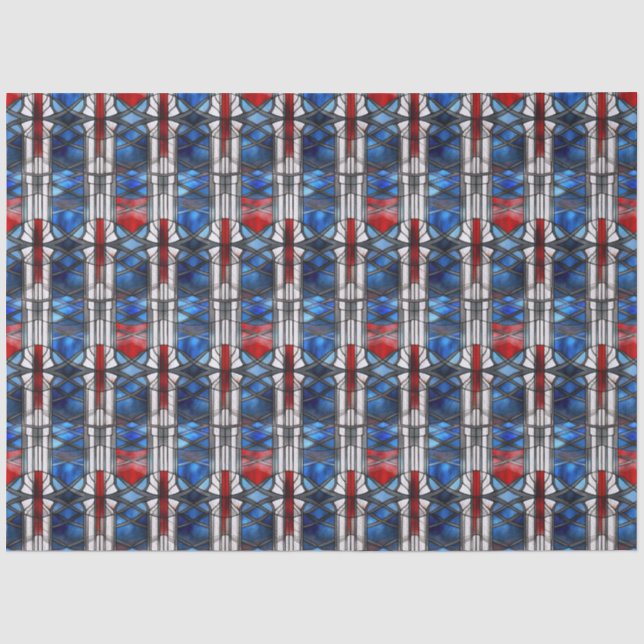 Papel De Seda Vermelho Azul Patriótico Vidro Pintado  (Frente )