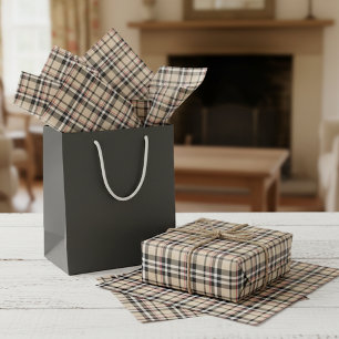 Papel De Seda Vermelho Bege Preto Quadrados Xadrez Escocês Padrã