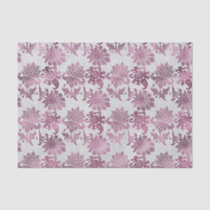 Papel De Seda Vermelho Borgonha Floral Prata
