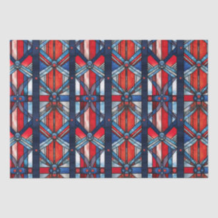 Papel De Seda Vermelho Branco Azul Patriótico Vidro Pintado 4 de