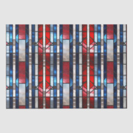 Papel De Seda Vermelho Branco Azul Patriótico Vidro Pintado 4 de