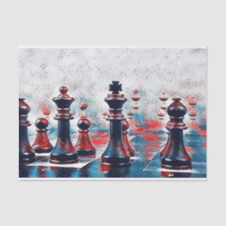 Papel De Seda Vermelho, Branco, Azul Xadrez Peças King, Queen, B