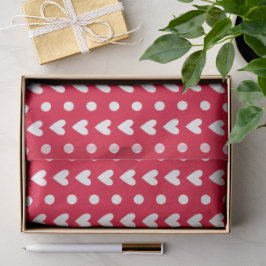 Papel De Seda Vermelho Com Corações Pequenos Desenhados & Pontos