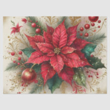 Papel de Seda Vermelho de Poinsettia Flor de Natal