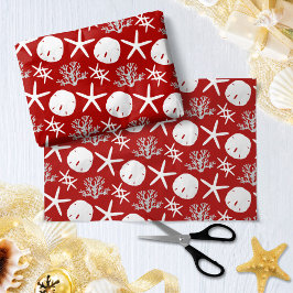 Papel De Seda Vermelho de Starfish, Dólar de Natal costeiro