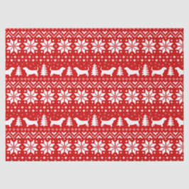 Papel De Seda Vermelho do teste padrão do Natal das silhuetas de