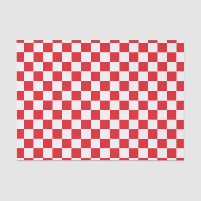 Papel De Seda Vermelho e branco Checkered (Frente )