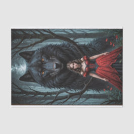 Papel De Seda Vermelho e Lobo Negro