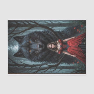 Papel De Seda Vermelho e Lobo Negro