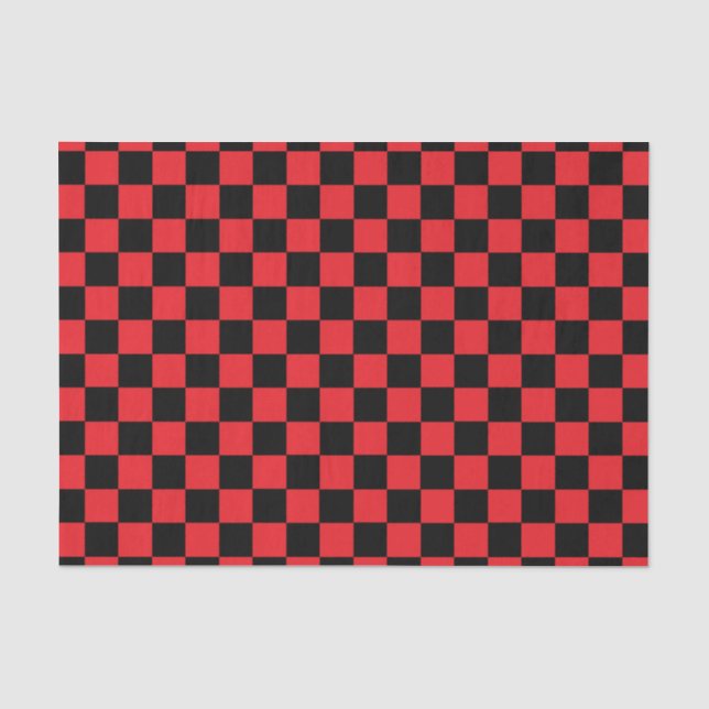 Papel De Seda Vermelho e Preto Checados (Frente )