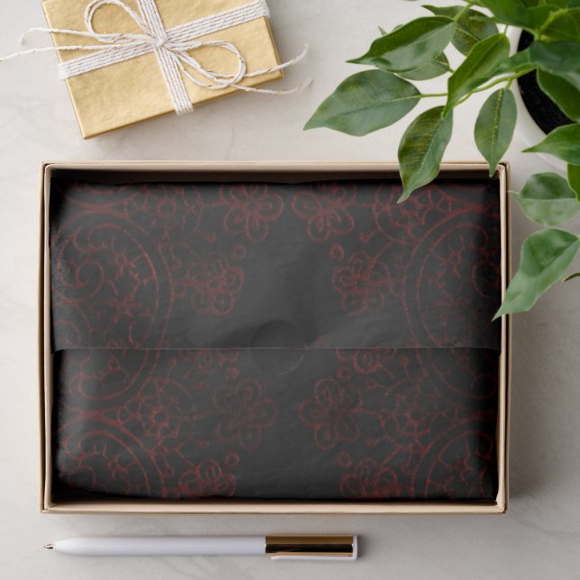 Papel De Seda Vermelho e Preto Grunge Gótico (Presente)
