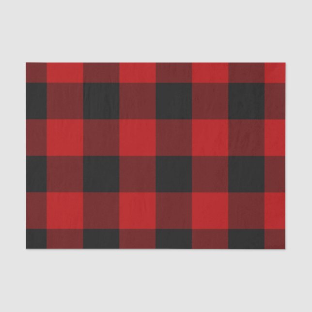 Papel De Seda Vermelho e Preto Xadrez Escocês Rústico (Frente )