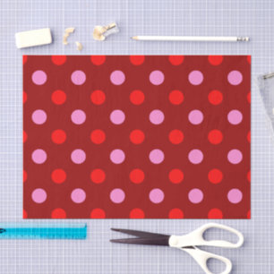 Papel De Seda Vermelho e Rosa Sobre Desenho de Pontos Marrom