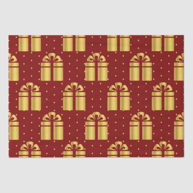 Papel De Seda Vermelho Elegante E Dourado (Frente )