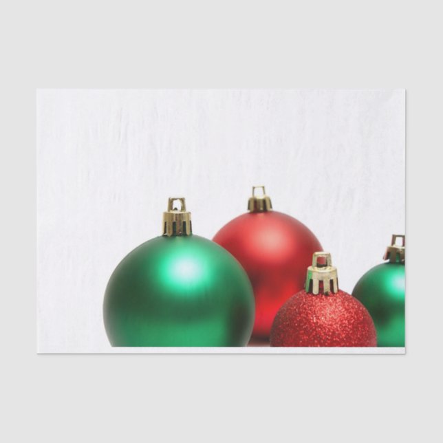 Papel De Seda Vermelho + Enfeites de natal Verdes (Frente )