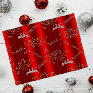 Papel De Seda Vermelho mágico prateado Natal