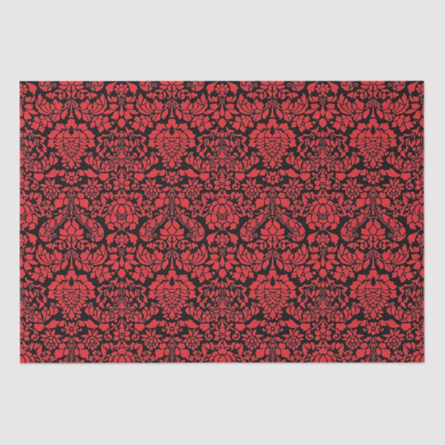 Papel De Seda Vermelho Negro Brocade Natal (Frente )