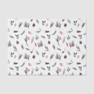 Papel De Seda Vermelho Quente Simples de inverno Aquarela Natal