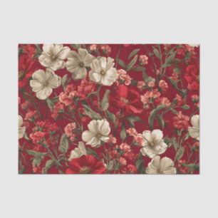 Papel De Seda Vermelho Rústico Ousado Vintage Boho Floral