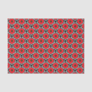 Papel De Seda Vermelho Shabby Chic, Papoulas Florais Pretas e Br