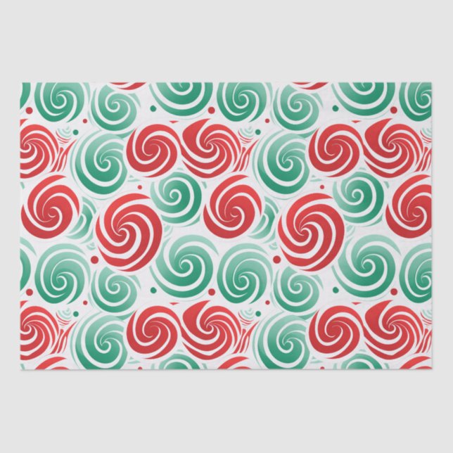Papel De Seda Vermelho, Verde e Branco da espiral natalícia (Frente )