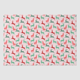 Papel De Seda Vermelho Verde Reindeer Padrão Rosa