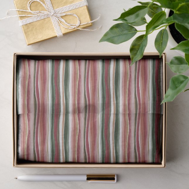 Papel De Seda Vermelho Verde Rubor Branco Dourado Listras Aniver (Presente)